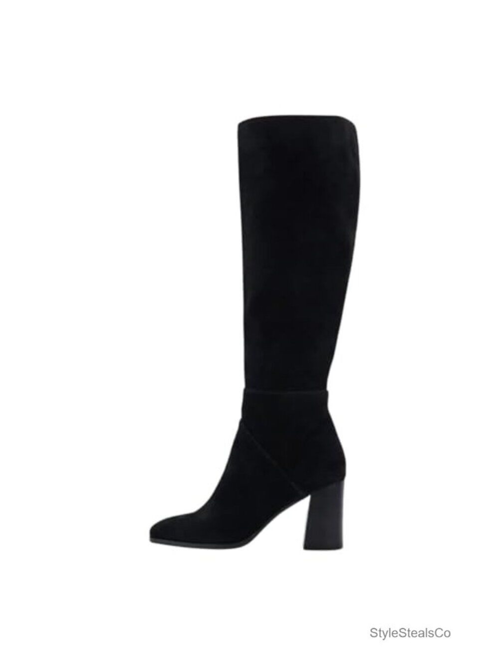 Women's Knee High Boots Chunky Heel Square Toe Suede Tall Boots